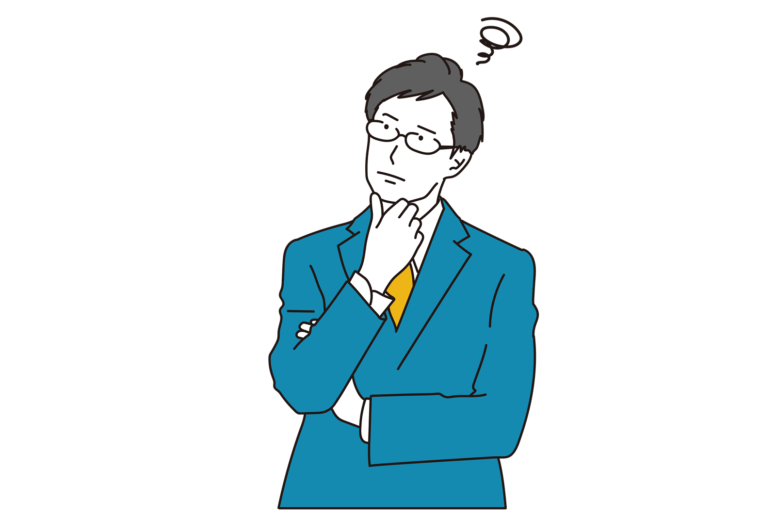 ホームページを更新できず悩んでいるビジネスパーソンのイラスト